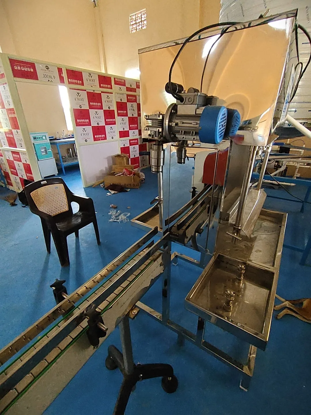 Bottle filling and capping machine at the srivari WATER plant